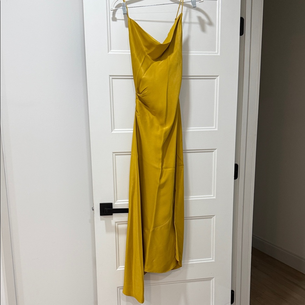 Zara One Shoulder Mustard Dress
